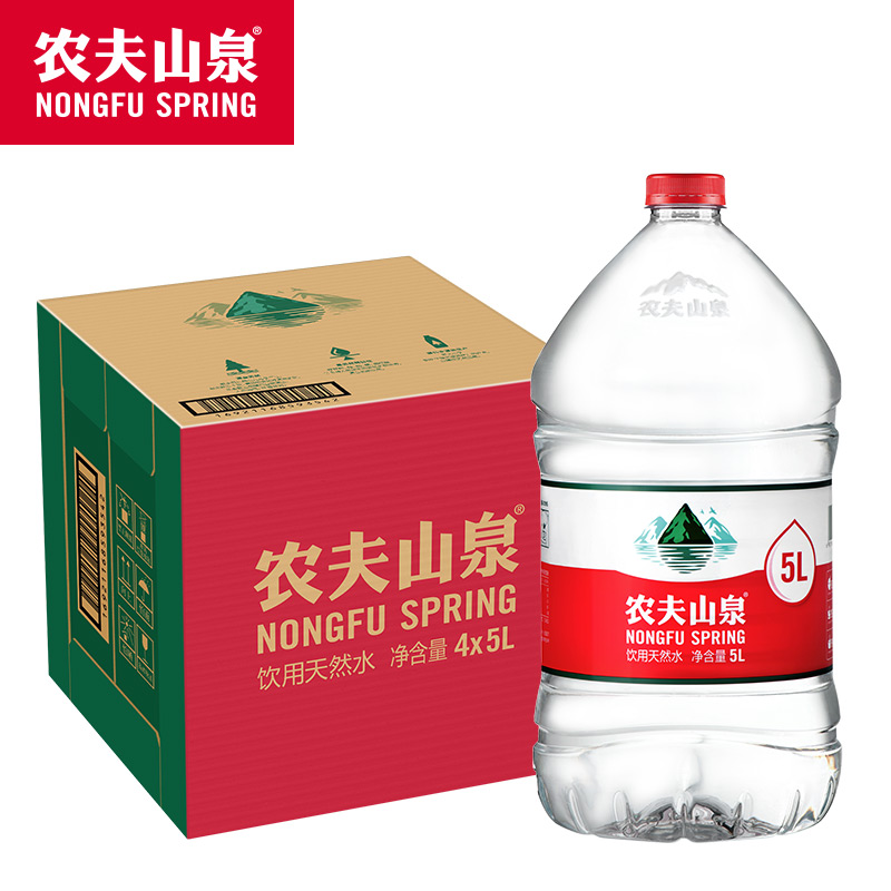 農(nóng)夫山泉飲用天然水5L*4瓶/箱